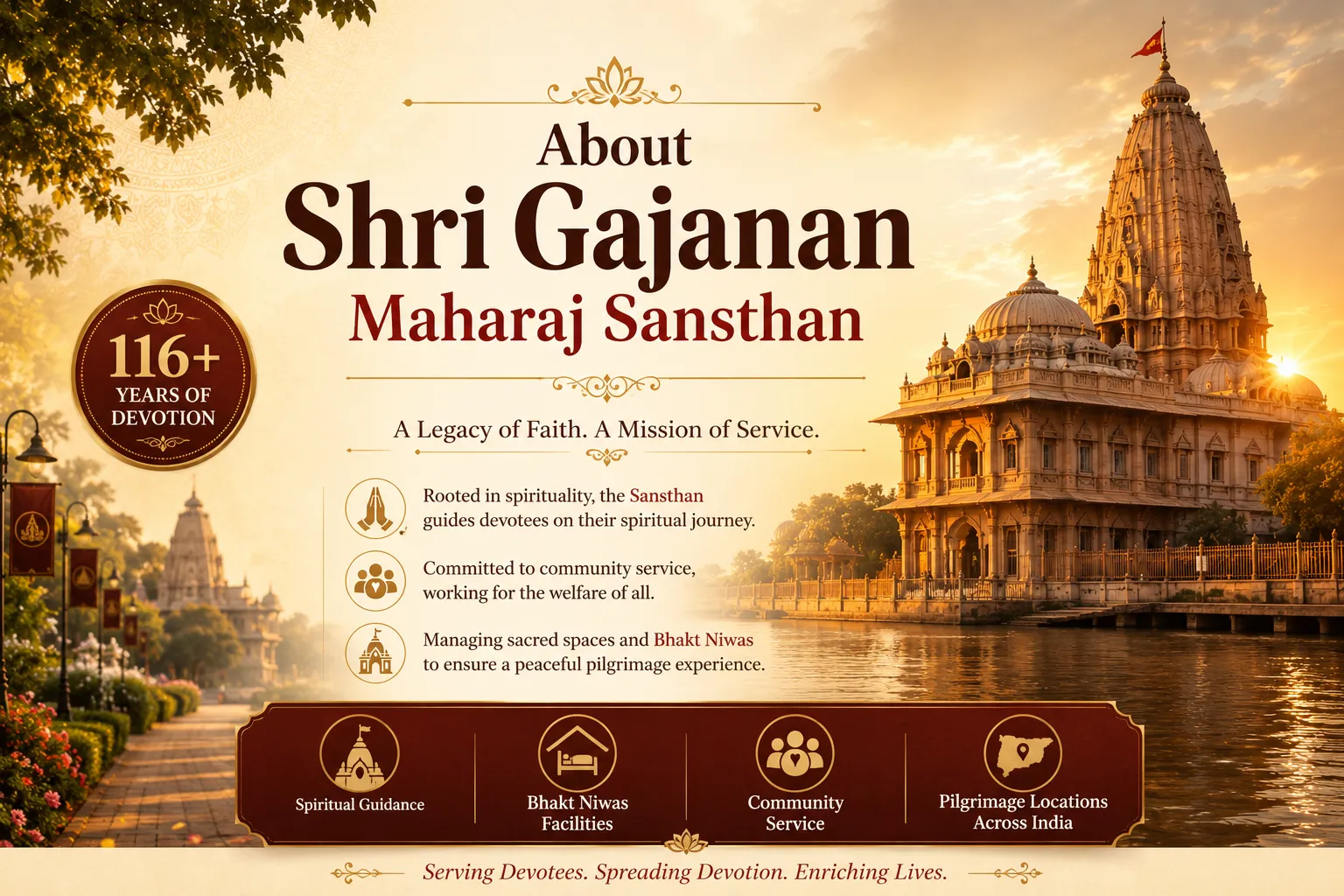 Shri Gajanan Maharaj Sansthan Shegaon temple, 116 years of devotion and service Shri Gajanan Maharaj Sansthan Shegaon temple, 116 years of devotion and service