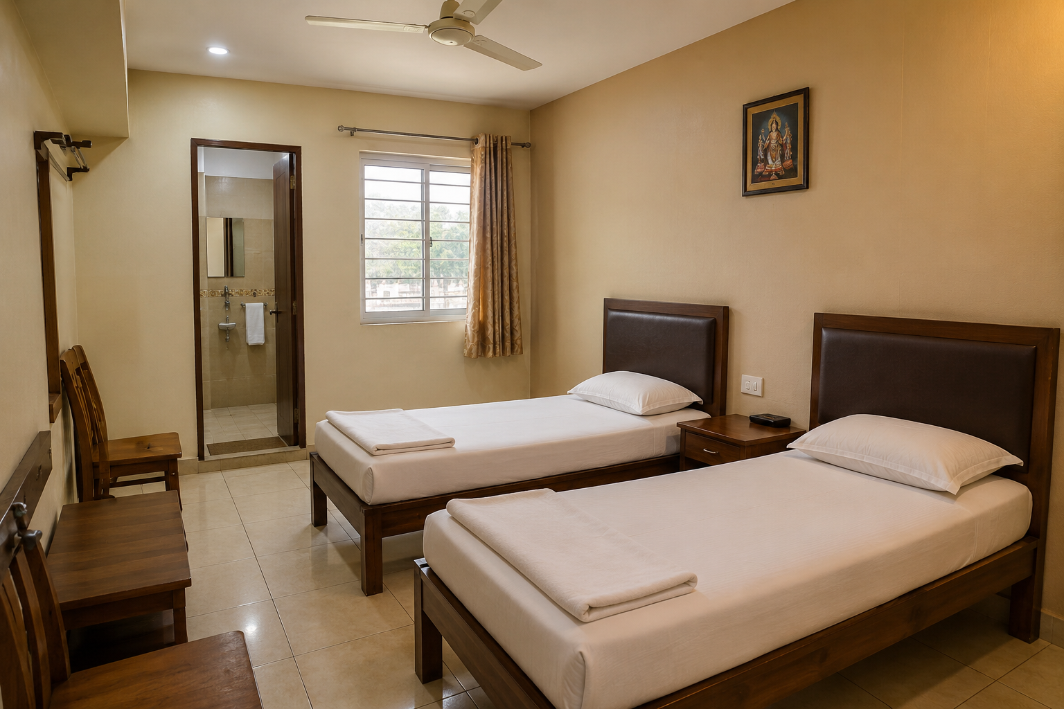 Simple and serene guest room