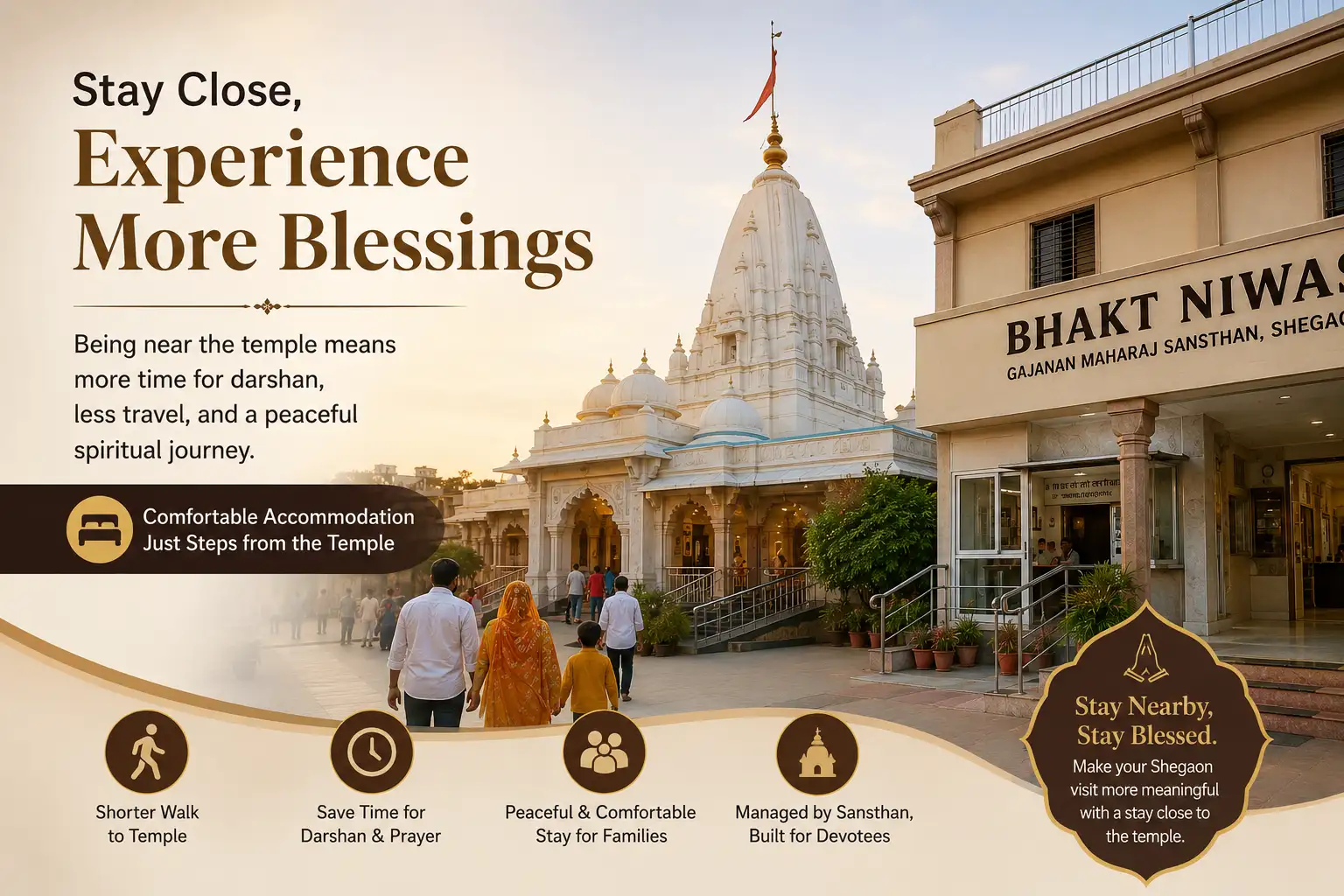 Shegaon accommodation near temple for pilgrims and devotees