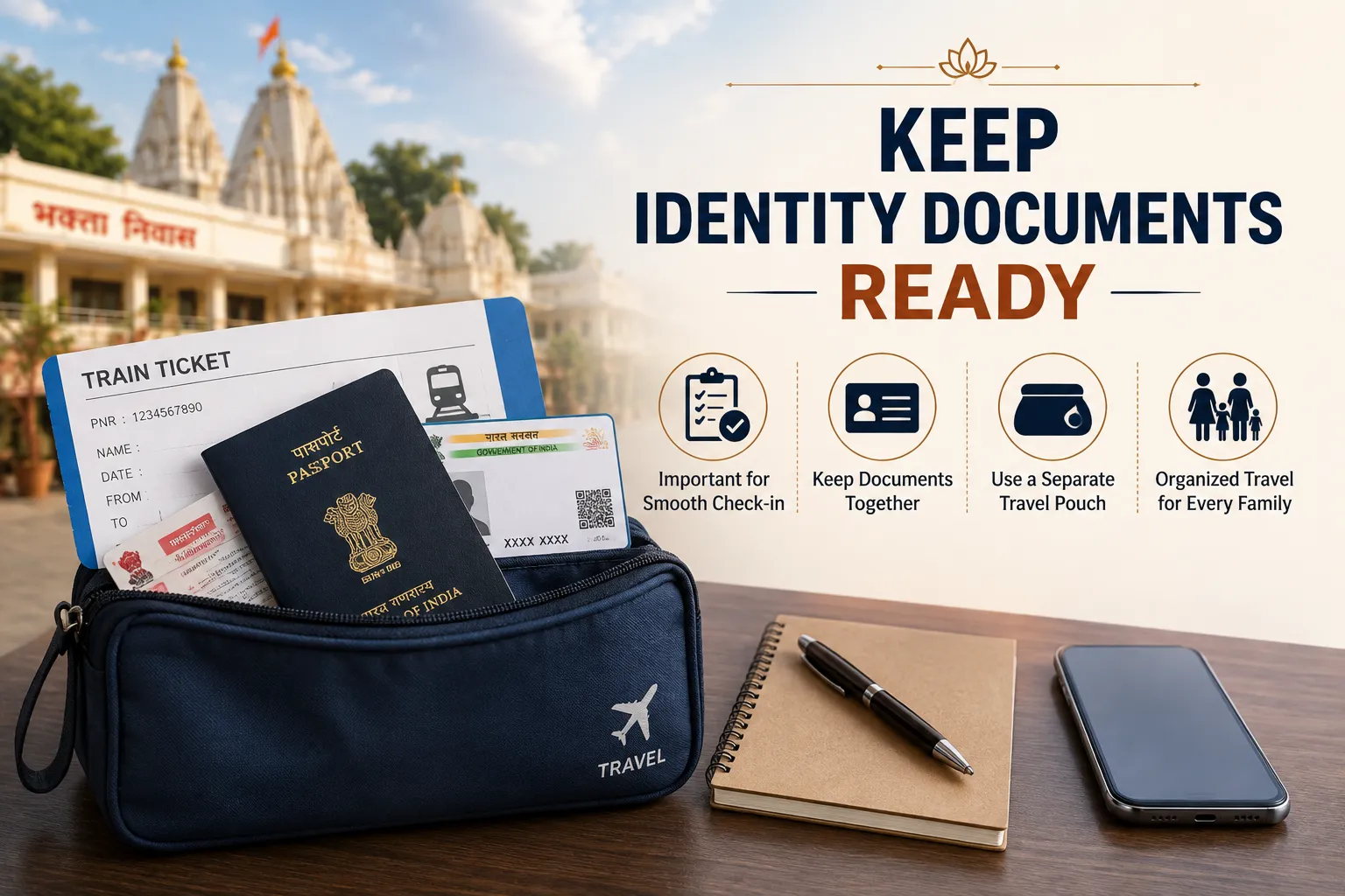 Travel-Documents-Ready-for-Gajanan-Maharaj-Sansthan-room-booking